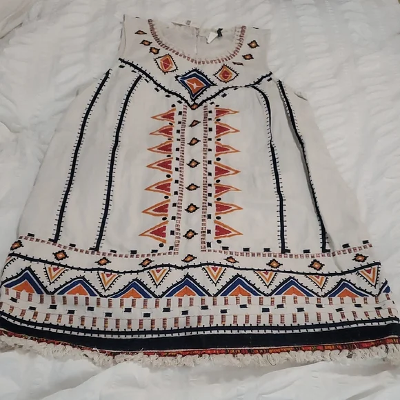NWT Anthropologie White Midi Dress with Multicolor Embroidery - Picture 1 of 6